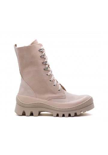 Beżowe botki zapinane na zamek