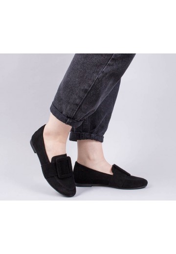 Czarne mokasyny z klamrą