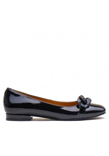 Czarne baleriny z ozdobą