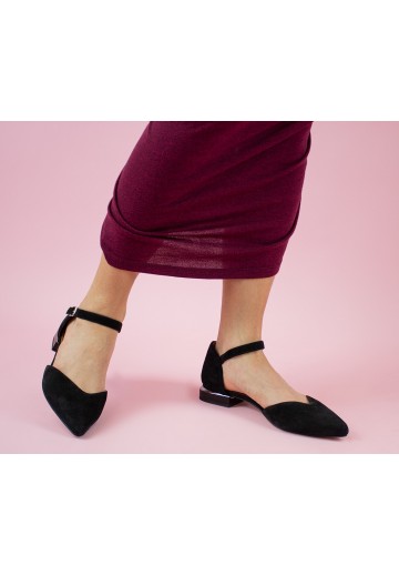 Czarne baleriny z zapięciem