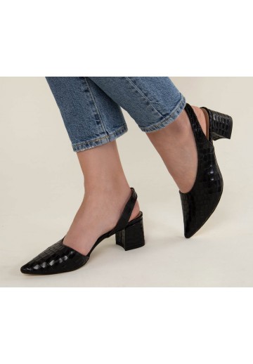 Czarne czółenka na niskim...