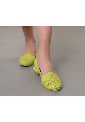 Limonkowe półbuty na niskim...