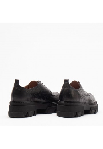 Czarne półbuty croco, na...