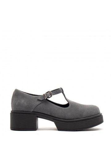 Grafitowe półbuty z zapięciem