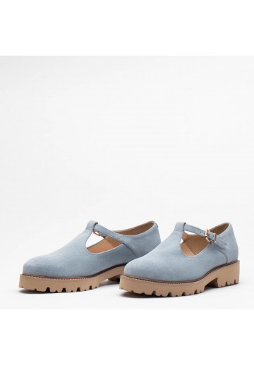 Błękitne półbuty damskie z...