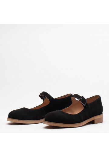 Czarne welurowe półbuty...