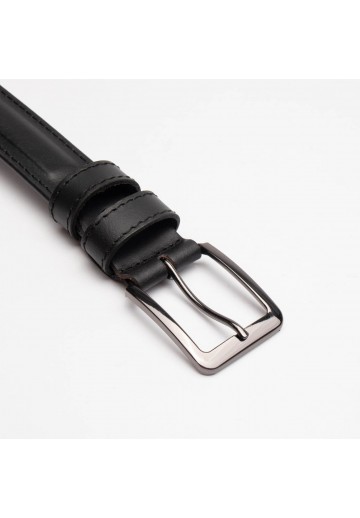 Czarny gładki pasek męski -...