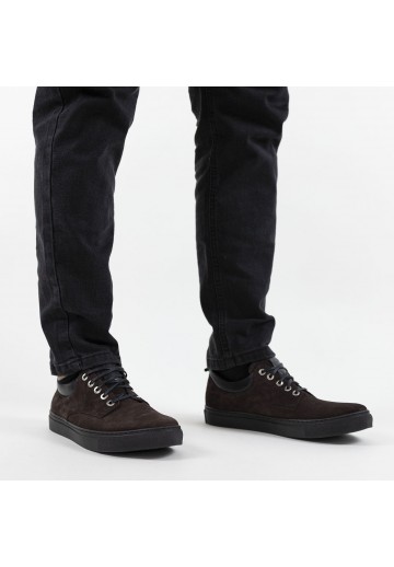 Ciemnobrązowe trampki męskie