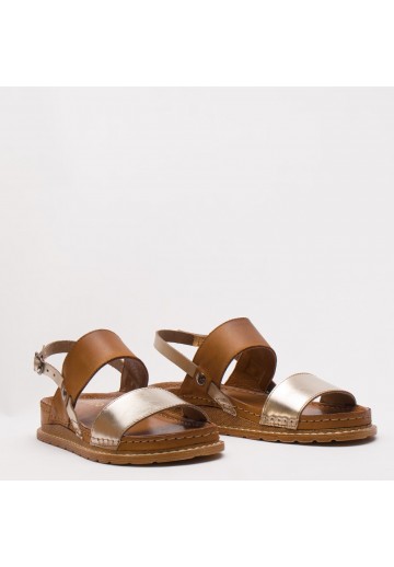 Brązowo-złote sandały damskie