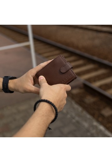 Brązowy portfel męski -...